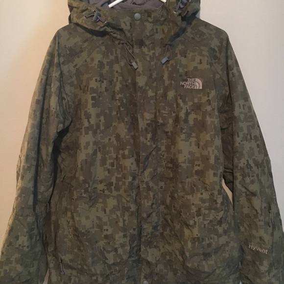 north face camo snowboard jacket